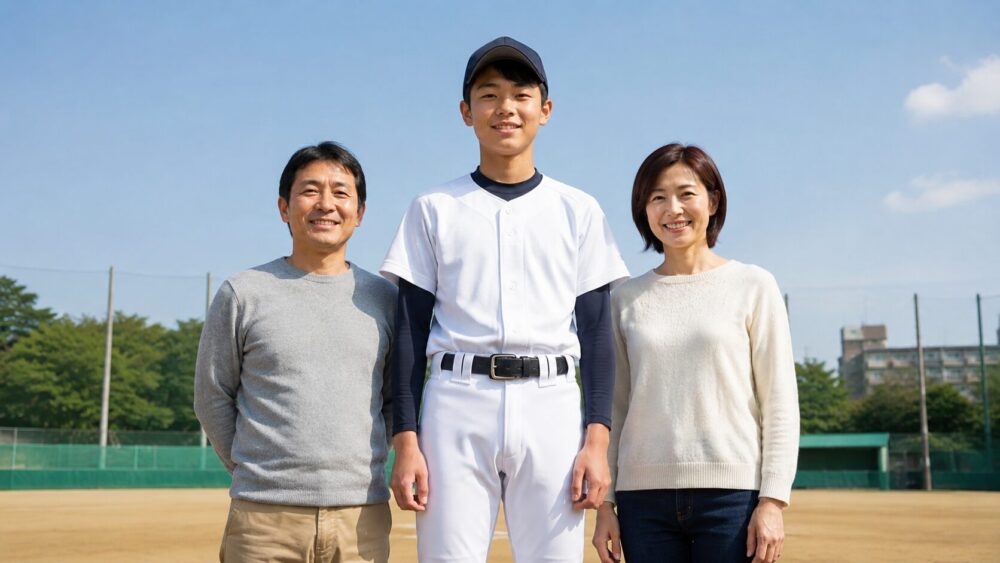 両親より大きくなった野球少年
