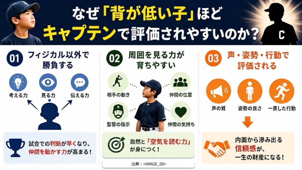 背が低い野球少年ほどキャプテンに向いている理由