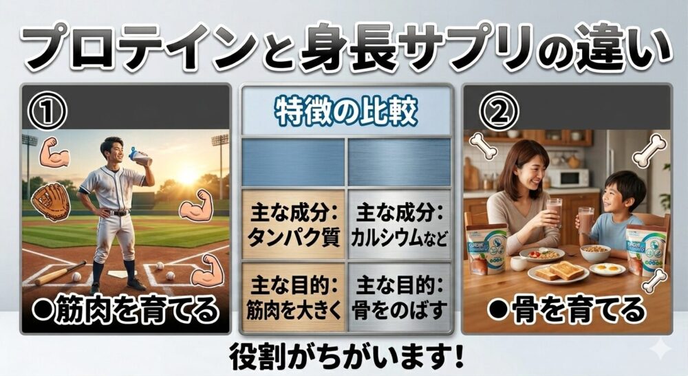 プロテインと身長サプリの違い